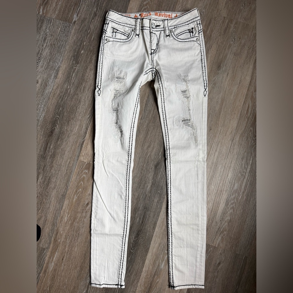 Rock Revival White Distressed Skinny Jeans